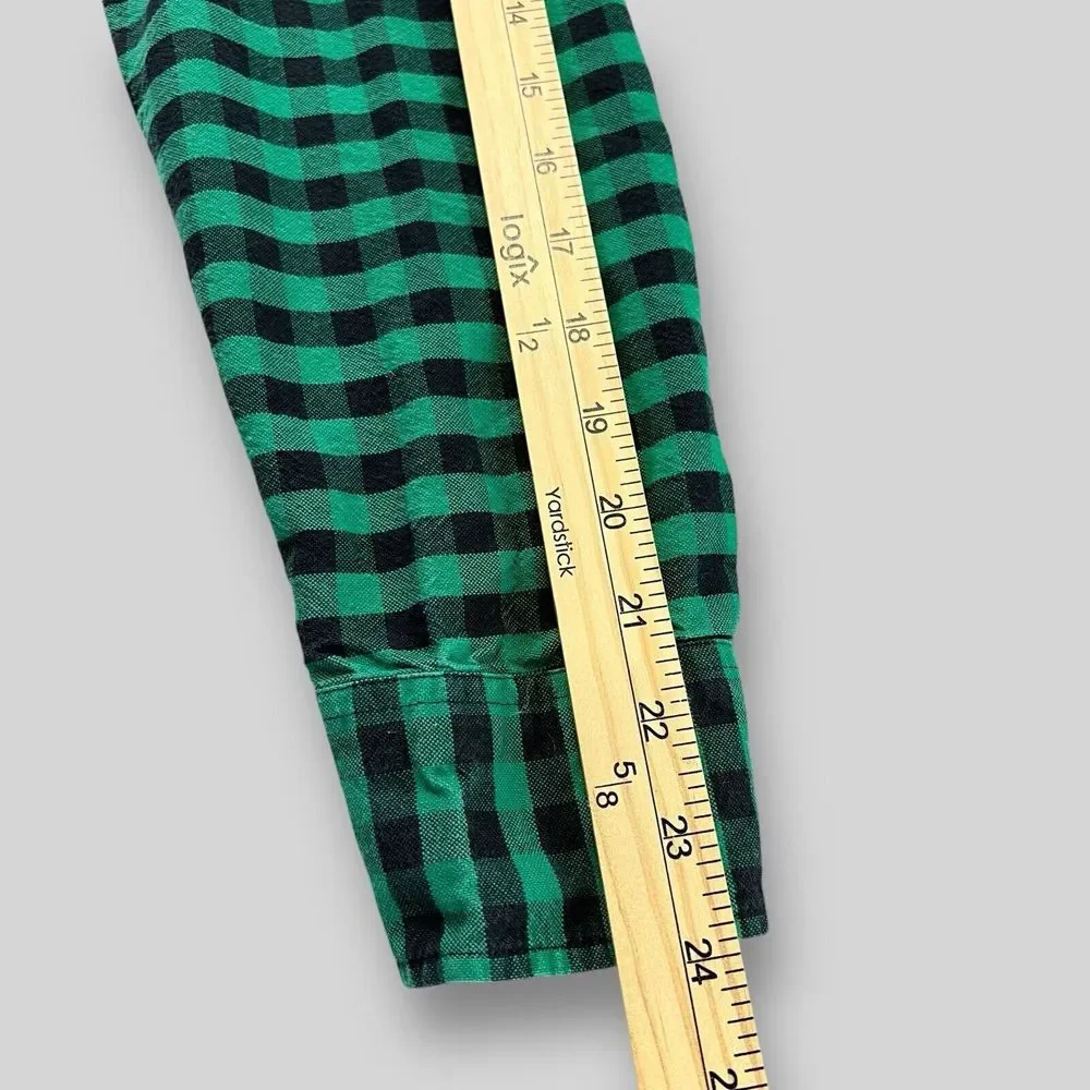 J Crew Shirt Mens Large‎ Slim Fit Green Buffalo Check Plaid Button Oxford